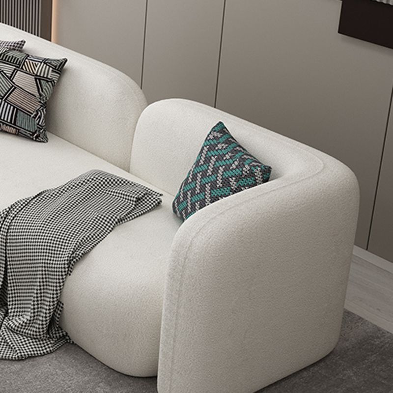 Scandinavian Wool Seating Tuxedo Arm Living Room Sofa in White