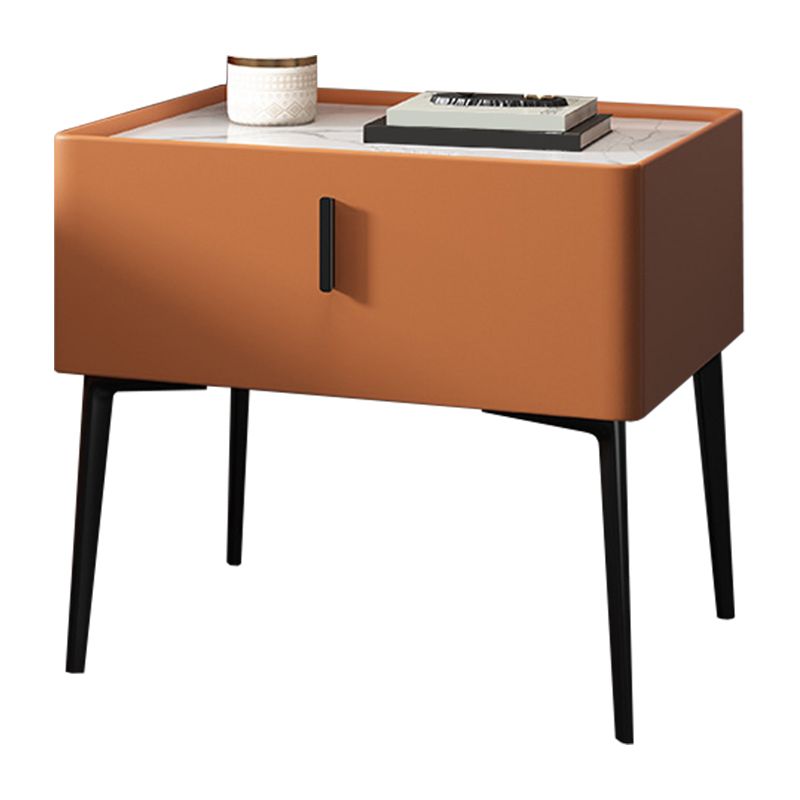 Mesita de noche contemporánea de madera maciza con 1 cajón, 19,7" de alto