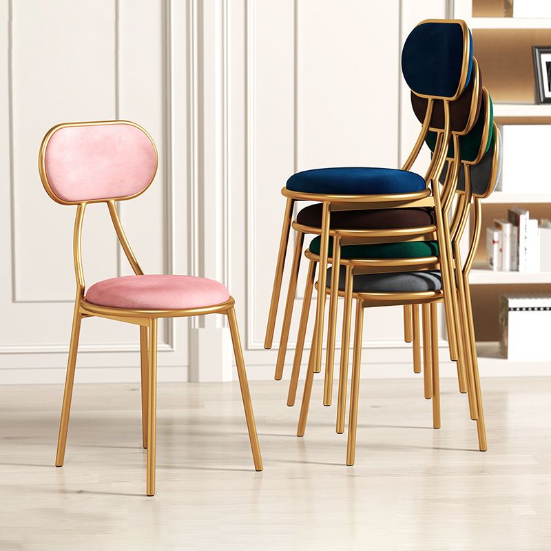 Glam Style Open Back Chair Upholstered Stackable Dining Side Chair Clearhalo 'Dining Chairs' 'Dining Tables & Seating' 'dining_chair' 'furn' 'furn_dining_chair' 'Furniture' 'furniture_dining_chair' 'Kitchen & Dining Furniture' 1200x1200_1e7e6137-37df-4f89-b6df-0fa31c698bef