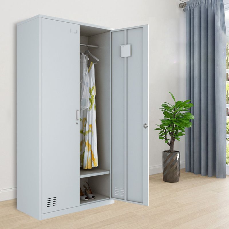 Modern Style Wardrobe Gray Colour Metal Wardrobe Closet with Locks Clearhalo 'Armoires & Wardrobes' 'armoires_wardrobes' 'Bedroom Furniture' 'furn' 'furn_armoires_wardrobes' 'Furniture' 1200x1200_1e7f790a-42c6-49bb-b785-08452bc26c54