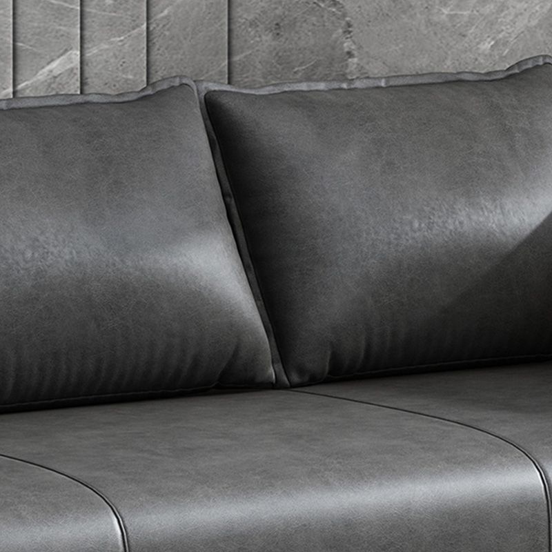 Modernes 2-Sitz-Sofa Kunstledertuxedo-Armsofa mit 2 Kissen