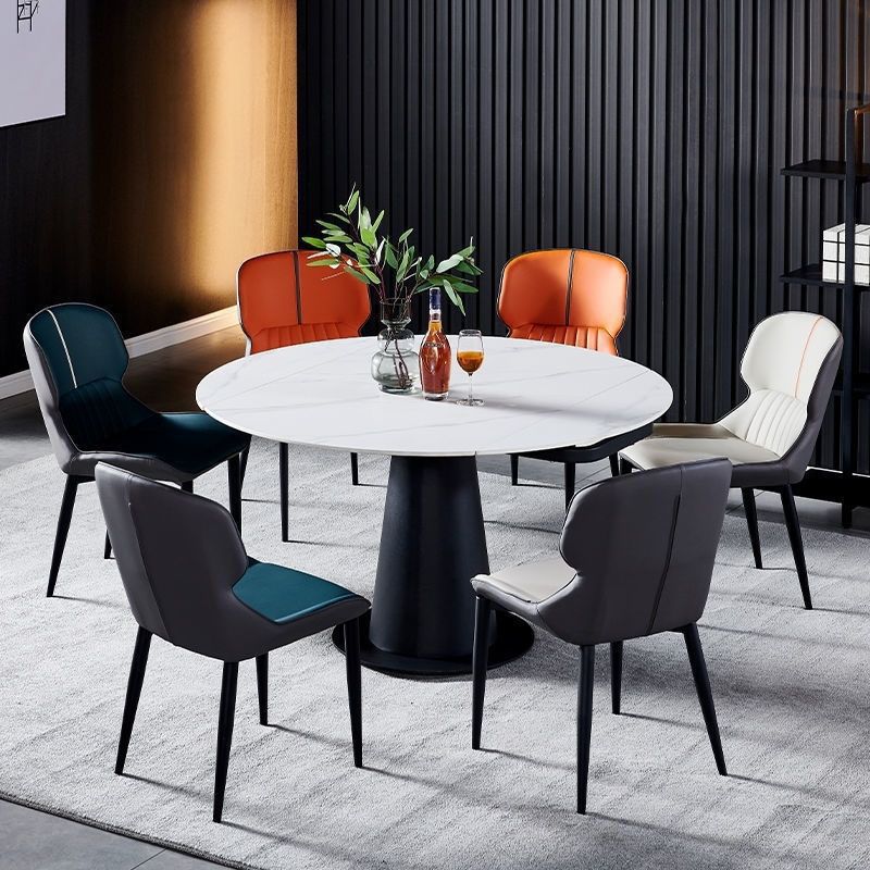 Silla de brazo de silla de comedor contemporánea con patas de metal para cocina