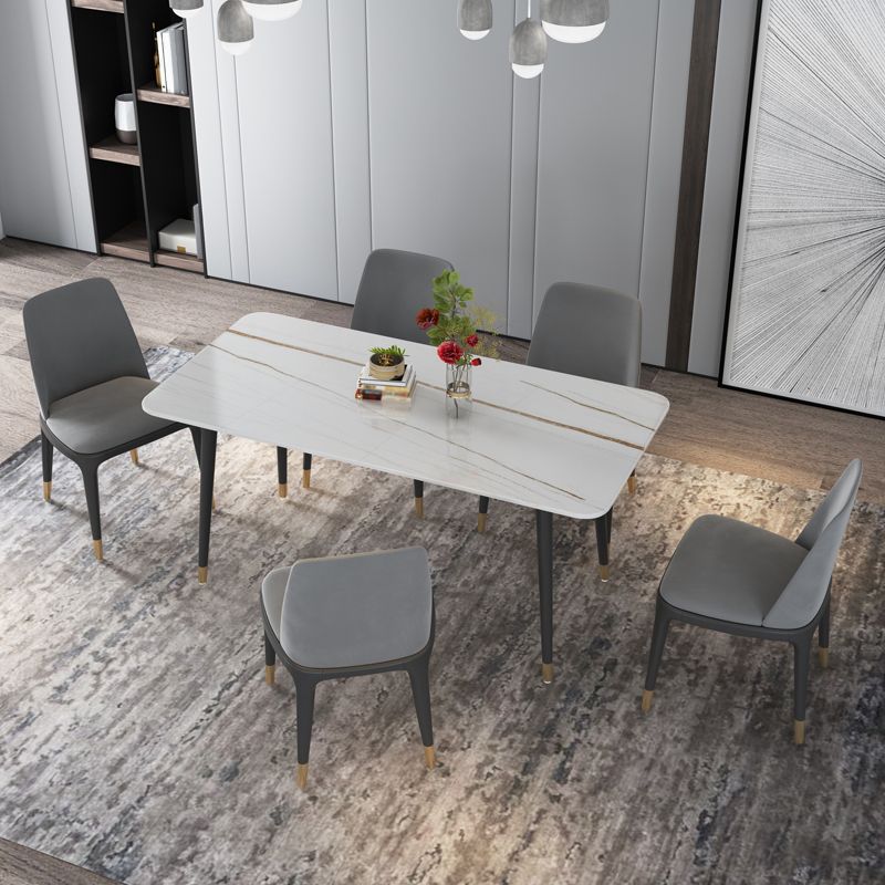 Metal and Stone Table Glam Style Minimalist Home Rectangular Dining Table Clearhalo 'Dining Tables & Seating' 'Dining Tables' 'dining_table' 'furn' 'furn_dining_table' 'Furniture' 'Kitchen & Dining Furniture' 1200x1200_1e838c8b-cf16-4f7d-a291-c049a84507fe