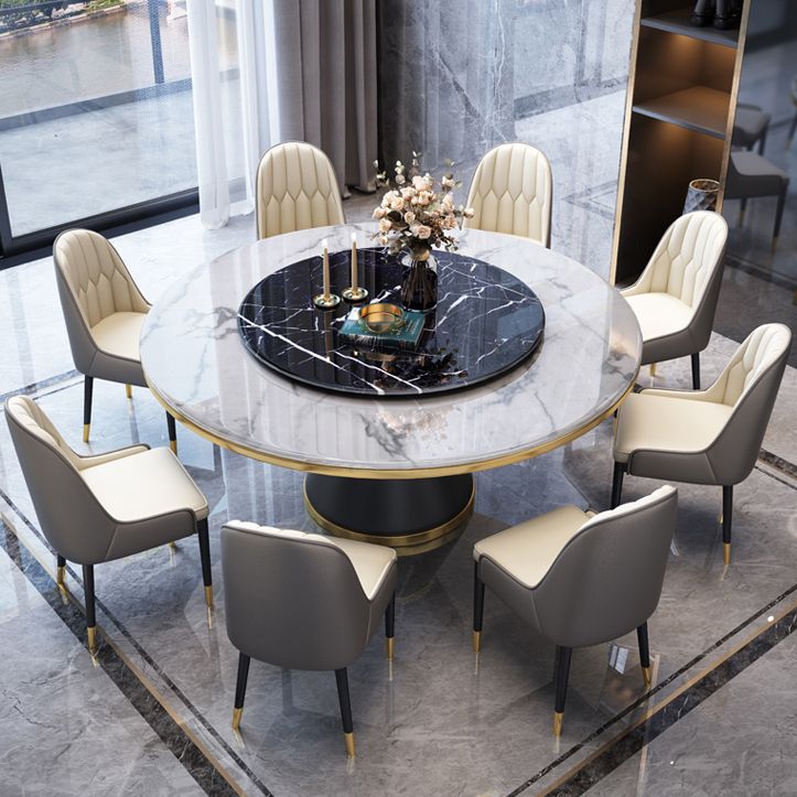 Glam Marble Round Shape Table Kitchen Dining Table with Pedestal Base Clearhalo ' dining_table' 'Dining Tables & Seating' 'Dining Tables' 'furn' 'furn_dining_table' 'Furniture' 'furniture_dining_table' 'Kitchen & Dining Furniture' 'kitchen&dining_furn' 'kitchen' 'kitchen_dining_table' 1200x1200_1e850c6b-20a1-4b37-9a3e-16f92e929833