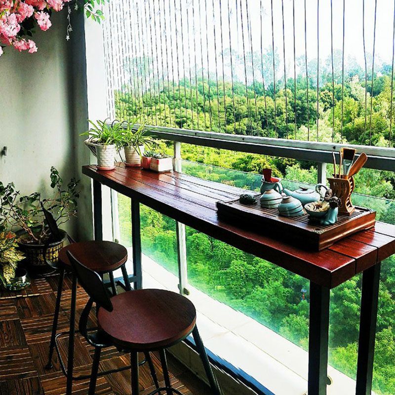 Industrial Brown Pine Bar Dining Table Rectangle Indoor Bistro Table with Footrest Clearhalo 'Bar Furniture' 'Bar Tables' 'bar_tables' 'furn' 'furn_bar_tables' 'Furniture' 'furniture_bar_tables' 'Kitchen & Dining Furniture' 'kitchen&dining_furn' 'kitchen' 1200x1200_1e85b366-ecc3-4328-9af6-a1684d300d26