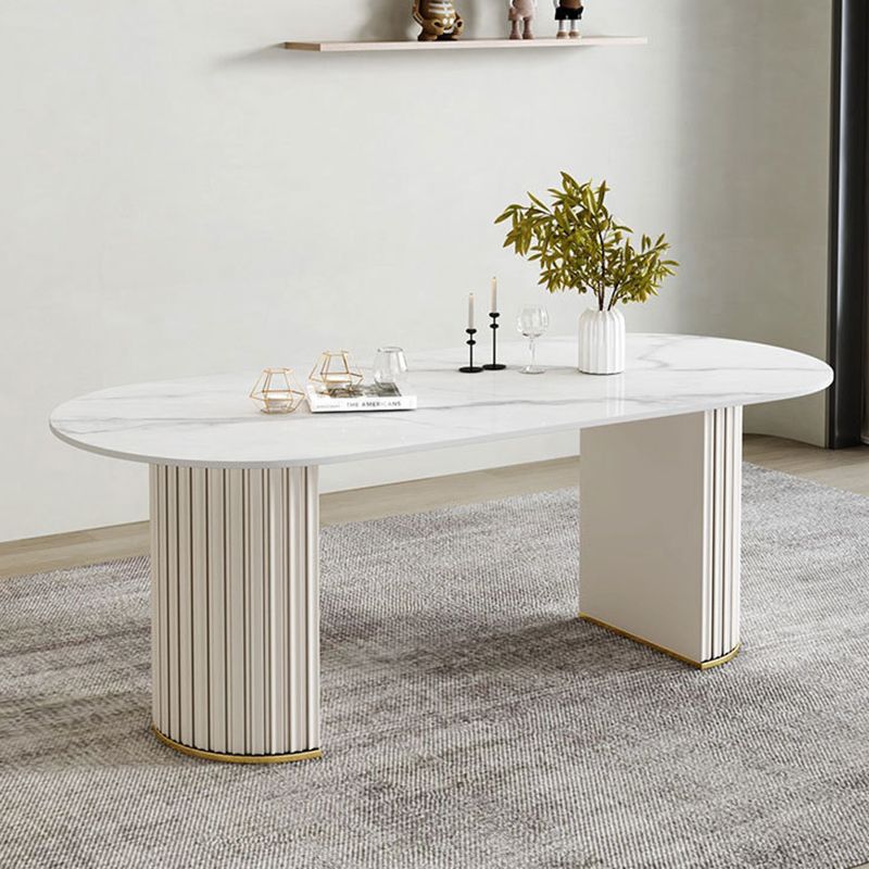 モダンスタイルの焼結ストーンダイニングセットオーバル1/2/5/6/7ピースダイニングセットダイニングエリア
