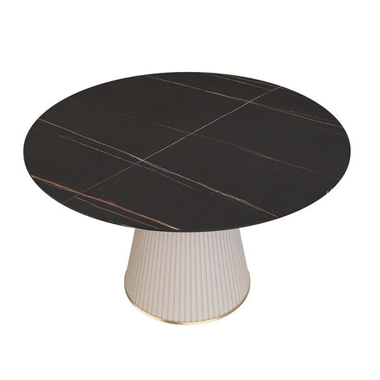 Sintered Stone Top Round Dining Table Modern White Metal Pedestal Table Clearhalo 'Dining Tables & Seating' 'Dining Tables' 'dining_table' 'furn' 'furn_dining_table' 'Furniture' 'Kitchen & Dining Furniture' 1200x1200_1e8c5466-4b6a-4fa0-b647-4cb6a79fd447
