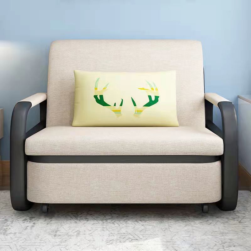 Linen Square Arm Sofa Bed 35.43" Wide Contemporary Convertible Sofa Clearhalo 'furn' 'furn_sofas' 'Furniture' 'Living Room Furniture' 'Sofa' 'sofas' 1200x1200_1e8d22c2-1801-4840-a003-9e4e67e881e3