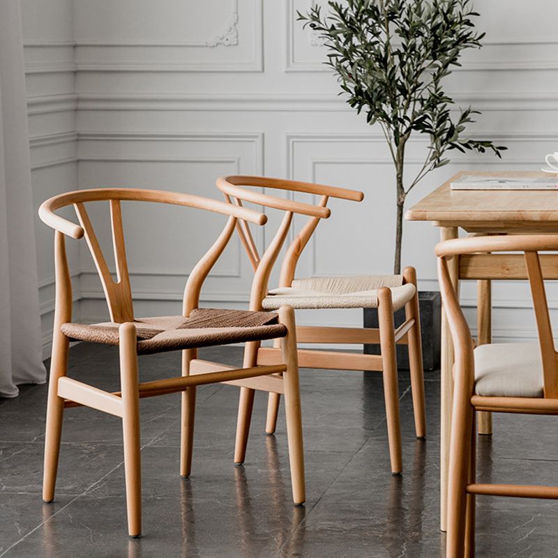 Scandinavian Style Wood Dining Chair Dining Room Wishbone Chair with Arm Clearhalo ' kitchen&dining_furn' 'Dining Chairs' 'Dining Tables & Seating' 'dining_chair' 'furn' 'furn_dining_chair' 'Furniture' 'furniture_dining_chair' 'Kitchen & Dining Furniture' 'kitchen' 1200x1200_1e8e16d2-bf93-40e9-ba78-17e24cd38896