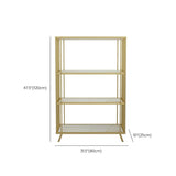 Modern Open Back Standard Bookshelf Wooden Bookcase in Gold for Study Room