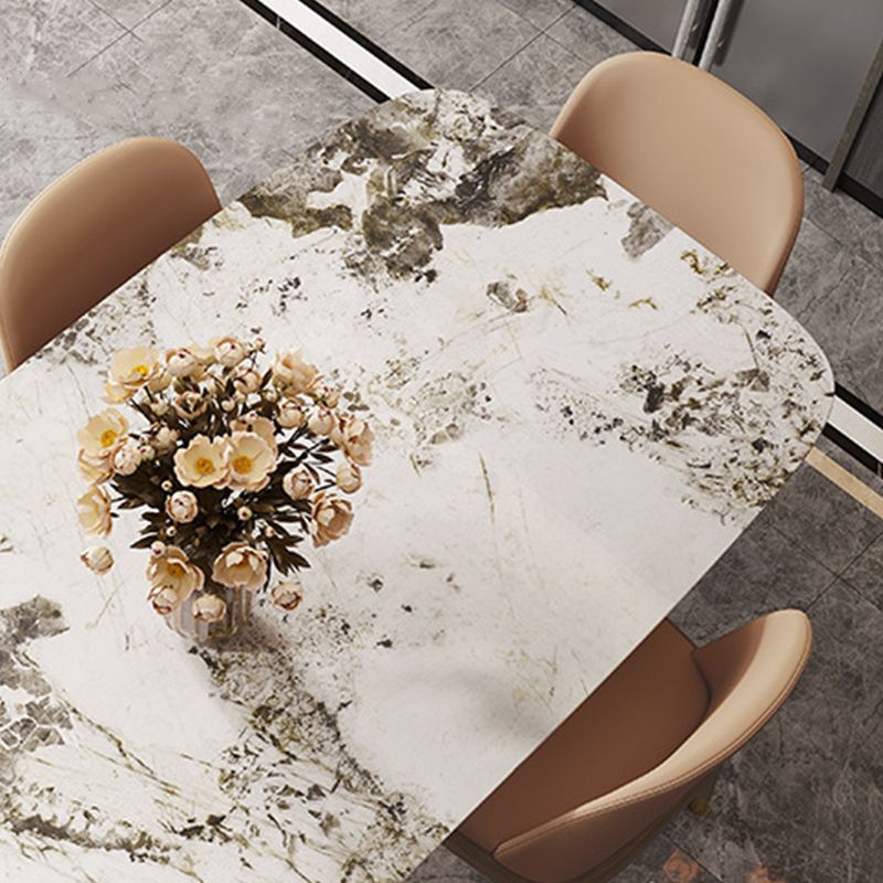 Gray Stone Top Dining Table Mid-Century Modern Dining Table with 4 Wood Legs Clearhalo 'Dining Tables & Seating' 'Dining Tables' 'dining_table' 'furn' 'furn_dining_table' 'Furniture' 'Kitchen & Dining Furniture' 1200x1200_1e9317a3-0e64-43a1-9de9-d4743958f566