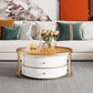 Table basse avec plateau en verre, 2 tables gigognes avec rangement