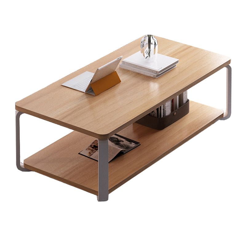 Nordic Rectangular Accent Table 18"H Coffee Table in White/Natural Finish Clearhalo 'Coffee & Accent Tables' 'Coffee Tables' 'coffee_tables' 'furn' 'furn_coffee_tables' 'Furniture' 'furniture_coffee_tables' 'Living Room Furniture' 1200x1200_1e950f06-831e-46e8-9e1b-d76a120e8ccb