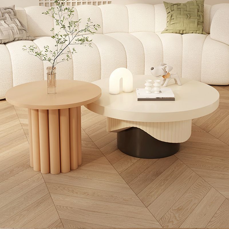 Contemporary Coffee Table Wooden Pedestal Round Coffee Cocktail Table Clearhalo 'Coffee & Accent Tables' 'Coffee Tables' 'coffee_tables' 'furn' 'furn_coffee_tables' 'Furniture' 'Living Room Furniture' 1200x1200_1e975054-f4aa-4208-a66b-168dd13e3a3a
