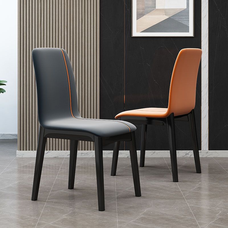 Contemporary Faux Leather Dining Chairs Solid Back Armless Dining Chair Clearhalo ' kitchen&dining_furn' 'Dining Chairs' 'Dining Tables & Seating' 'dining_chair' 'furn' 'furn_dining_chair' 'Furniture' 'furniture_dining_chair' 'Kitchen & Dining Furniture' 'kitchen' 1200x1200_1e98e9b6-c247-4534-8aa9-87e600aefed5