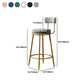 Glam Backrest Armless Counter Stool Iron Kitchen Bar Stool with Cushion and Pedal