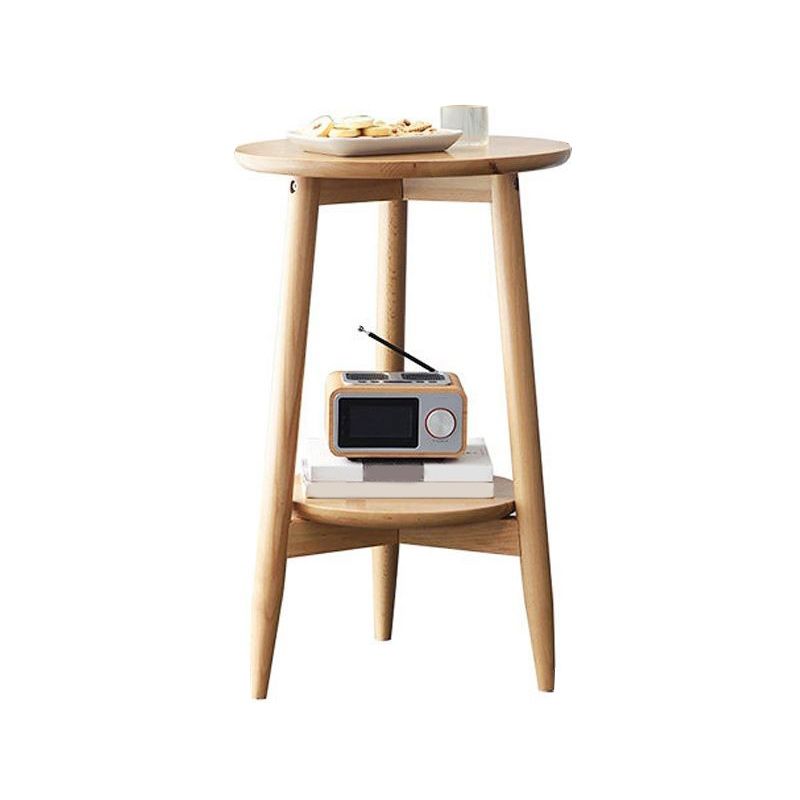 Solid Wood Round Top Side Table 23.6" Tall 3 Legs End Table with Shelf Clearhalo 'Coffee & Accent Tables' 'End & Side Tables' 'end_side_tables' 'furn' 'furn_end_side_tables' 'Furniture' 'Living Room Furniture' 1200x1200_1e999f69-197d-4ef6-9b92-779357a595c9