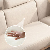 Scandinavian Linen Square Arm Sofa with Chaise with Wood Accents - 106.3" W