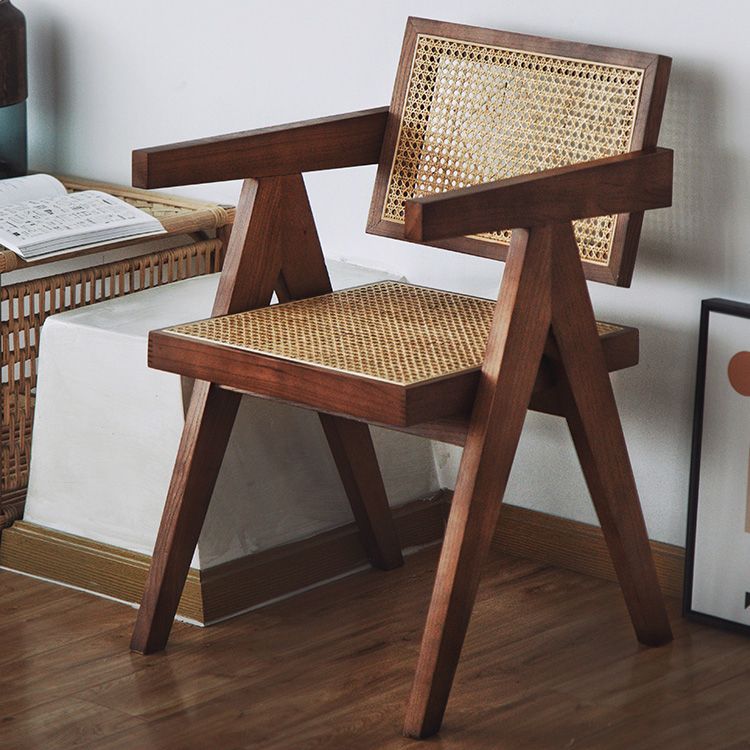 Chaise de bras en bois massif de style nordique pour salle à manger, 17 "