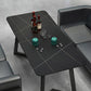 Industrial Style Dining Table Black Sintered Stone Table with Metal Base