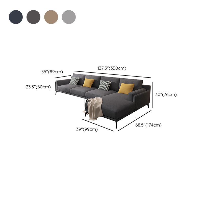 Moderne kussenrugstof sectionele L-vorm vierkante arm sectioneel