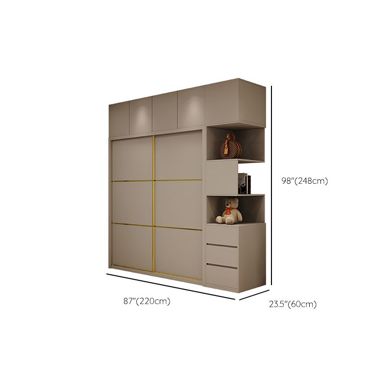 Contemporary Style Wardrobe Wooden Bedroom Wardrobe Closet with Clothes Rail Clearhalo 'Armoires & Wardrobes' 'armoires_wardrobes' 'Bedroom Furniture' 'furn' 'furn_armoires_wardrobes' 'Furniture' 1200x1200_1e9c5c4a-8f13-477c-8105-0459862cb889