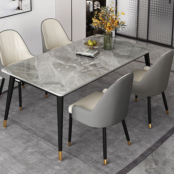 Table de métal et ardoise glam glamour table à manger rectangulaire