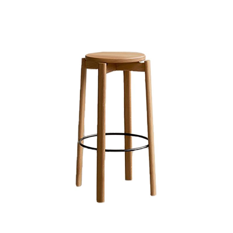 Tabouret de bar sans dos contemporain de 29,5 pouces avec base en bois massif
