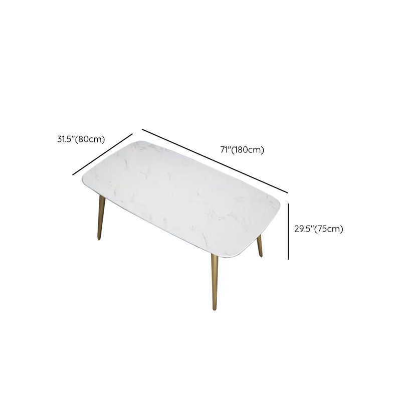 Traditional Luxury Rectangle Dining Table White Faux Marble Top Table for Home Clearhalo 'Dining Tables & Seating' 'Dining Tables' 'dining_table' 'furn' 'furn_dining_table' 'Furniture' 'Kitchen & Dining Furniture' 1200x1200_1ea21ccd-e6cf-4035-a0ae-bdacf4bd09af