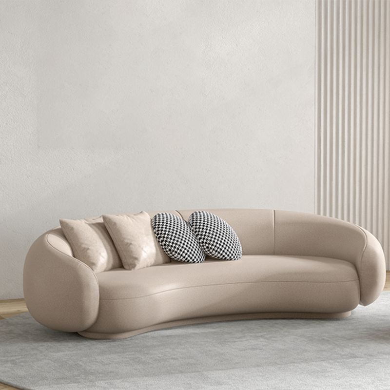 25.6" H Contemporary Faux Leather Curved Sofa for Living Room Clearhalo 'furn' 'furn_sofas' 'Furniture' 'Living Room Furniture' 'Sofa' 'sofas' 1200x1200_1ea2bffb-b207-4c52-8381-30f194b717cb