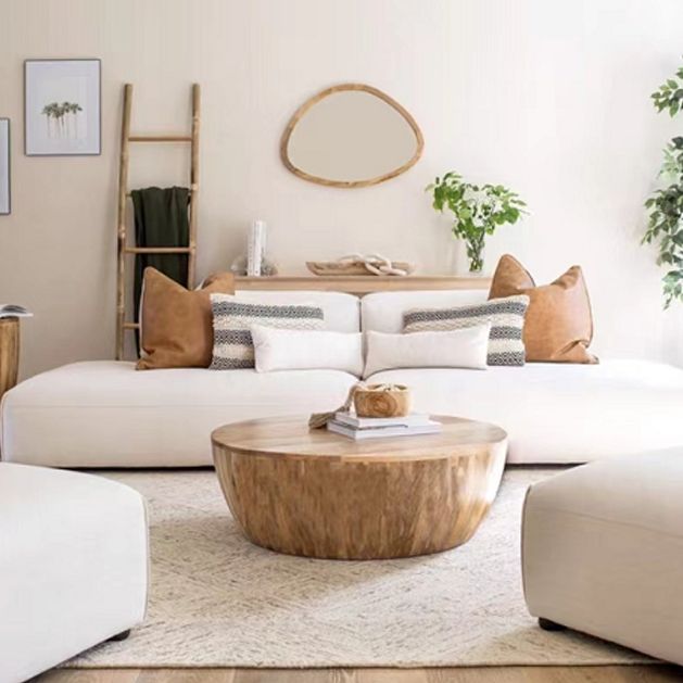 Distressed Wood Coffee Table Scandinavian 14.96" H 1 Single Cocktail Table