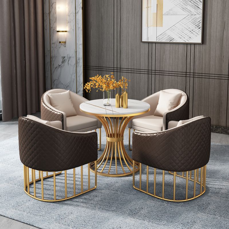 Metal Traditional Luxury Round Table Sintered Stone Indoor Table with Pedestal Base Clearhalo 'Dining Tables & Seating' 'Dining Tables' 'dining_table' 'furn' 'furn_dining_table' 'Furniture' 'Kitchen & Dining Furniture' 1200x1200_1ea63ab0-cd90-4239-87ba-fd5813a2e214