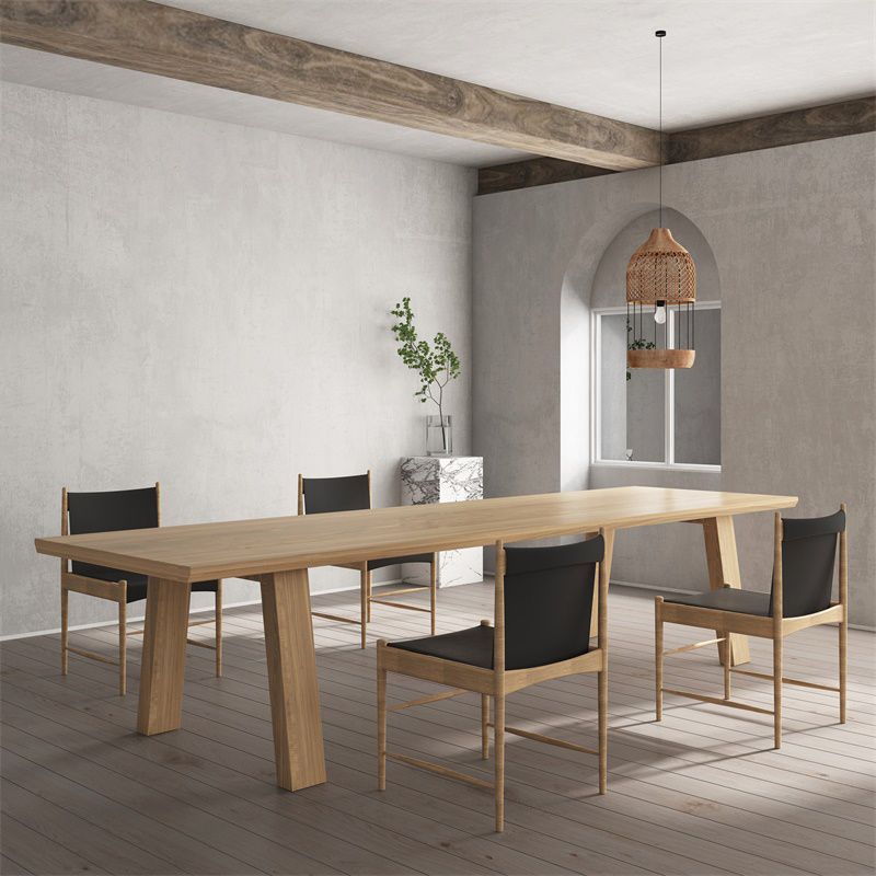 Rectangle Dining Table Solid Wood Dining Table with 4 Legs for Kitchen