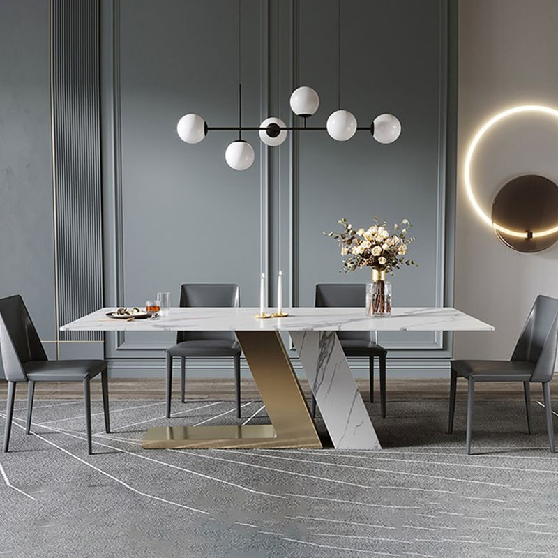 Modern Dining Set 1/4/5/6 Pcs Sintered Stone Dining Table with Side Chairs Clearhalo 'Dining Room Sets' 'Dining Tables & Seating' 'dining_room_set' 'furn' 'furn_dining_room_set' 'Furniture' 'Kitchen & Dining Furniture' 1200x1200_1ea6a46b-f203-4a46-8a0d-464358a98543