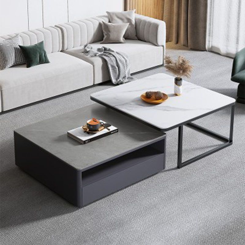 Square Marble Coffee Table Coffee 2 Nesting Coffee Table Set Modern Cocktail Table Clearhalo 'Coffee & Accent Tables' 'Coffee Tables' 'coffee_tables' 'furn' 'furn_coffee_tables' 'Furniture' 'furniture_coffee_tables' 'Living Room Furniture' 1200x1200_1ea77938-a15b-4b3f-8ab9-9d865e01191f