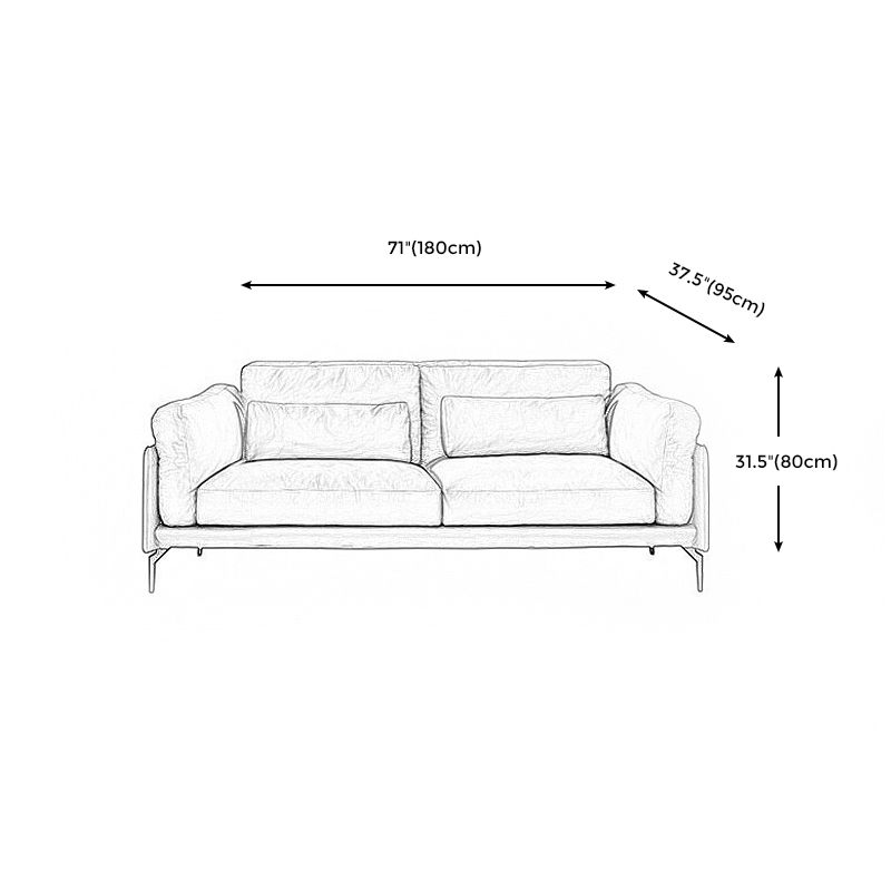 Genuine Leather Square Arm Bench Seating with Bolster Pillows Brown Settee Furniture Clearhalo 'furn' 'furn_sectionals' 'Furniture' 'furniture_sectionals' 'kitchen' 'kitchen_sectionals' 'Living Room Furniture' 'Sectionals' 1200x1200_1ea97898-0424-4b0f-81b4-114485596ca8