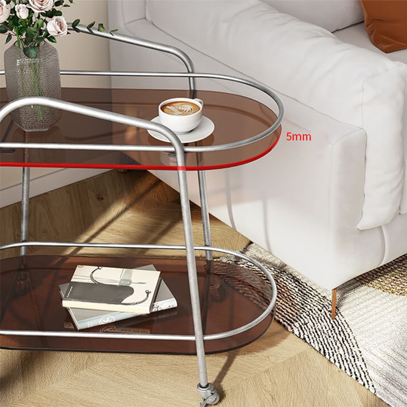 ストレージ卵形のダブルティアリビングルームを備えたモダンなサイドテーブルガラス