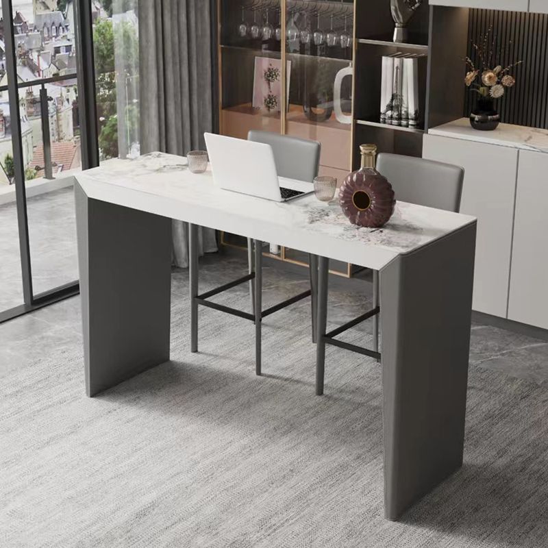 Sintered Stone Bistro Bar Table Modern Double Pedestal Bar Table for Home Clearhalo 'Bar Furniture' 'Bar Tables' 'bar_tables' 'furn' 'furn_bar_tables' 'Furniture' 'Kitchen & Dining Furniture' 1200x1200_1eaaa3b3-5eb8-4682-8007-a7f5522c01fd