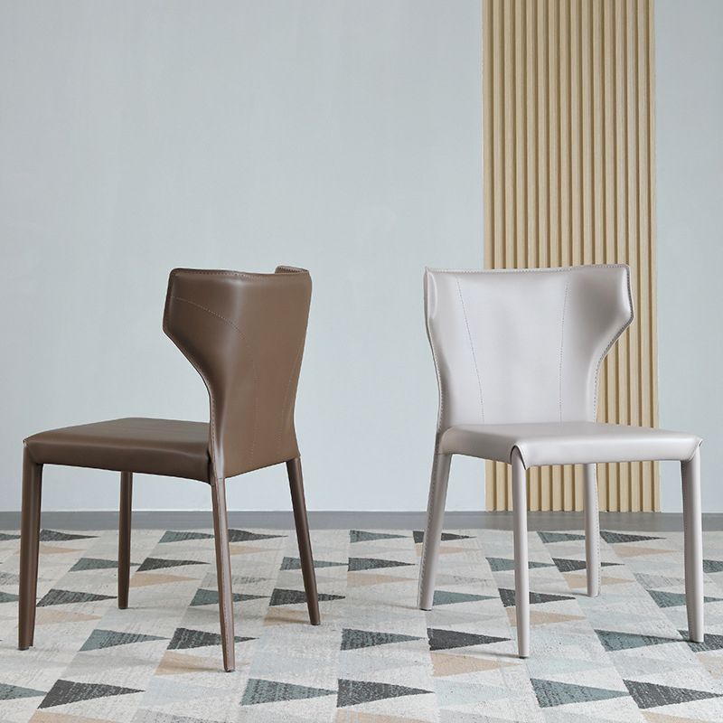 Contemporary Leather Dining Room Chair Wingback Side Armless Chair for Home Use Clearhalo 'Dining Chairs' 'Dining Tables & Seating' 'dining_chair' 'furn' 'furn_dining_chair' 'Furniture' 'Kitchen & Dining Furniture' 1200x1200_1eabe76d-d801-4835-b4a7-219b71335903