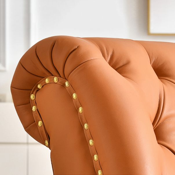 Glam Chaise Lounge Leather Chaise Lounge Sofa Metal Leg for Bedroom Clearhalo 'Chairs & Seating' 'Chaise Lounge' 'chaise_lounge' 'furn' 'furn_chaise_lounge' 'Furniture' 'Living Room Furniture' 1200x1200_1eadebf4-02cd-48b6-8c6e-e32d235d3d83