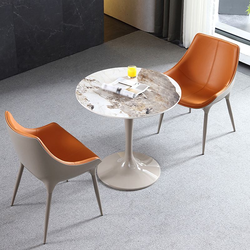 Round Contemporary Dining Table Brown Tone Fixed Table of Sintered Stone Clearhalo ' dining_table' 'Dining Tables & Seating' 'Dining Tables' 'furn' 'furn_dining_table' 'Furniture' 'furniture_dining_table' 'Kitchen & Dining Furniture' 'kitchen&dining_furn' 'kitchen' 'kitchen_dining_table' 1200x1200_1eaf65e0-6e7a-4e55-9236-4948e9a692c5