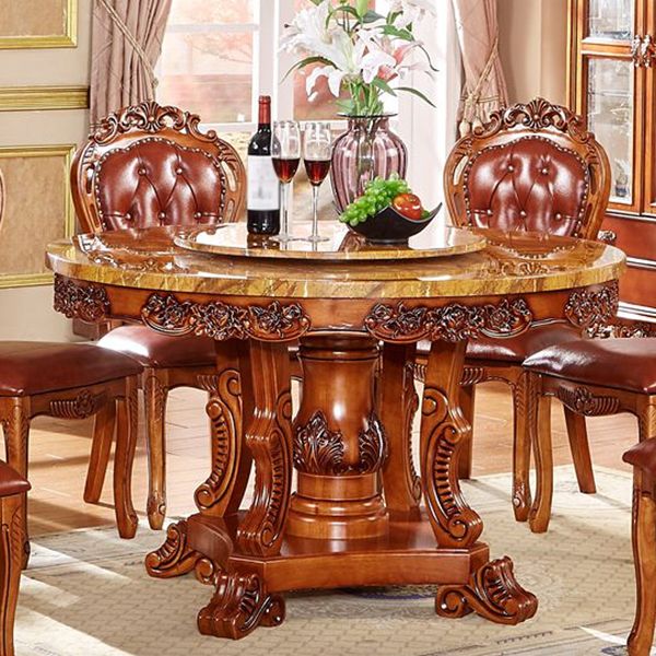 Rubberhouten basis Victoriaanse ronde tafel voetstukbasistafel voor eetkamer