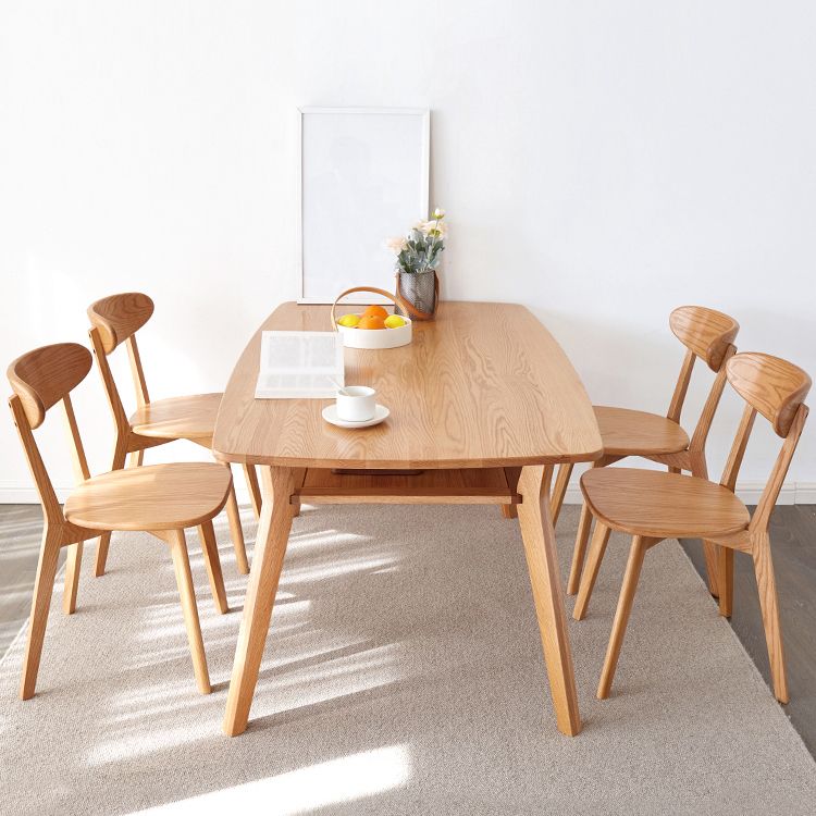 Storage Oak Wood Dining Table in Nature Rectangle Kitchen Table with 4 Legs Clearhalo ' dining_table' 'Dining Tables & Seating' 'Dining Tables' 'furn' 'furn_dining_table' 'Furniture' 'furniture_dining_table' 'Kitchen & Dining Furniture' 'kitchen&dining_furn' 'kitchen' 'kitchen_dining_table' 1200x1200_1eb0caf3-38c1-4111-a324-b3e6613cdfd3