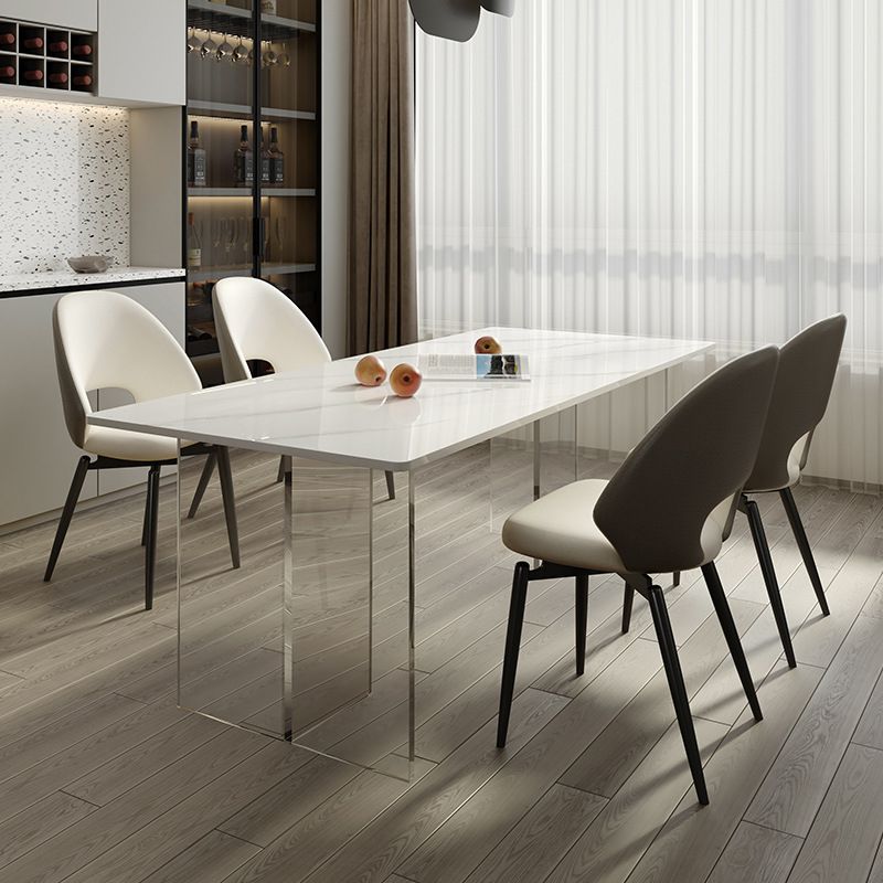 Modern Dining Set 1/4/5/7 Pcs Acrylic Pedestal Dining Table with Chairs Clearhalo 'Dining Room Sets' 'Dining Tables & Seating' 'dining_room_set' 'furn' 'furn_dining_room_set' 'Furniture' 'Kitchen & Dining Furniture' 1200x1200_1eb14cba-0bea-4d00-97ba-707e10092500