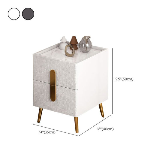 2 cassetti da comodino mobile glam tavolo da notte con gambe, 19,7 "di altezza