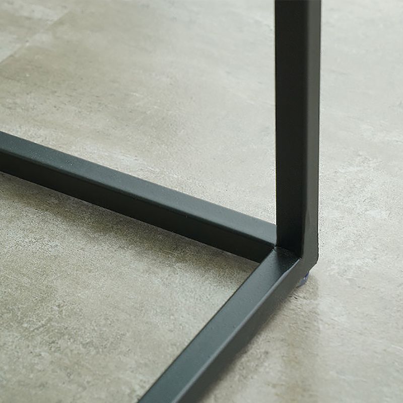 Modernistic Double Tier Rectangular with Storage Frame Glass Side Table Clearhalo 'Coffee & Accent Tables' 'End & Side Tables' 'end_side_tables' 'furn' 'furn_end_side_tables' 'Furniture' 'Living Room Furniture' 1200x1200_1eb23d9a-19e6-4df3-97f9-3d8abf50d643