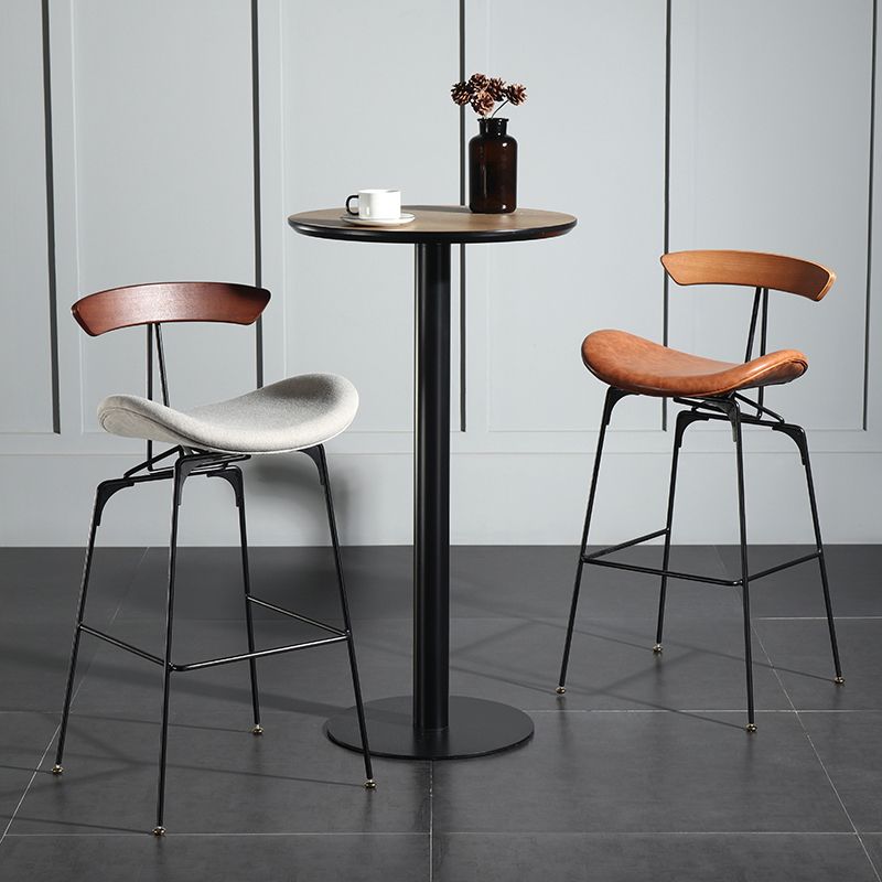 Modern Armless Backrest Counter Stool Iron Milk Tea Shop Bar Stool with Cushion and Pedal Clearhalo 'Bar Furniture' 'Bar Stools' 'bar_stools' 'furn' 'furn_bar_stools' 'furniture_bar_stools' 'Kitchen & Dining Furniture' 'kitchen&dining_furn' 'kitchen' 'kitchen_furn' Furniture' 1200x1200_1eb42193-e877-4e51-bfa7-7049551fd3bc