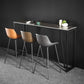 Mesa rectangular contemporánea con altura de barra, mesa de comedor interior de hierro y piedra