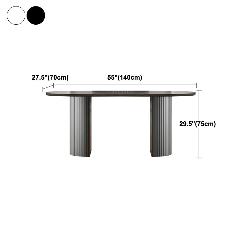 Modern Style Oval Dining Table Double Pedestal Dining Table with Black Legs Clearhalo ' dining_table' 'Dining Tables & Seating' 'Dining Tables' 'furn' 'furn_dining_table' 'Furniture' 'furniture_dining_table' 'Kitchen & Dining Furniture' 'kitchen&dining_furn' 'kitchen' 'kitchen_dining_table' 1200x1200_1eb6ca4d-4470-41a4-b6db-c826c51e9c2d