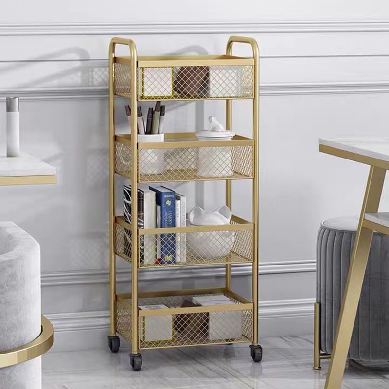 Glam Style Standard Bookcase Metal Vertical Bookshelf with Wheels Clearhalo 'Bookcases' 'furn' 'furn_bookcases' 'Furniture' 'furniture_bookcases' 'Office Furniture' 1200x1200_1eb74b7e-5a8d-4caa-939a-d54b611b1837
